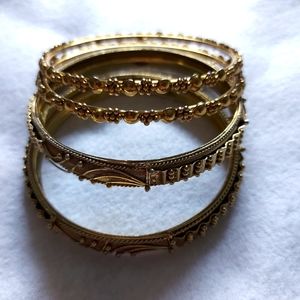 4 gold detail bangle bracelets